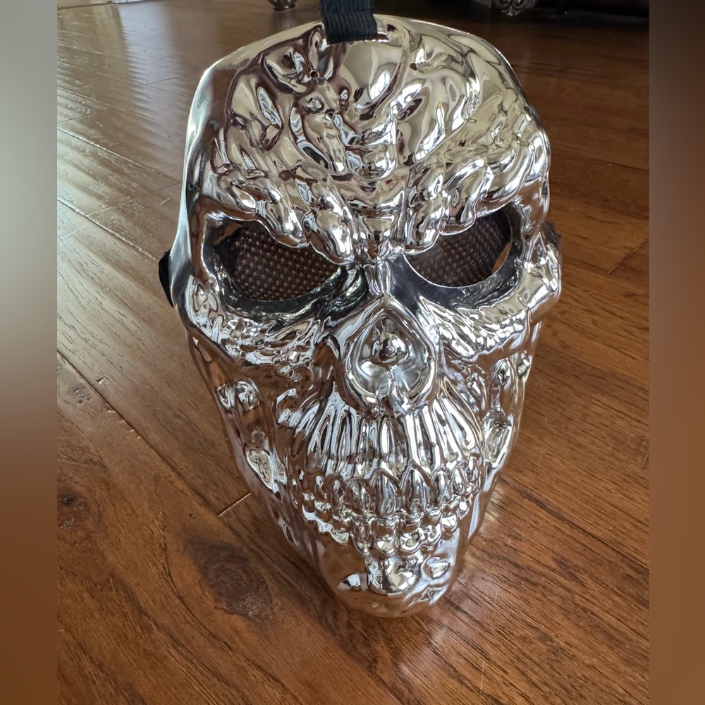 Halloween Silver Metallic Skull Mask
